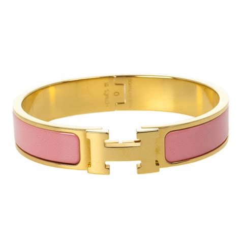 hermes pink and gold h bracelet
